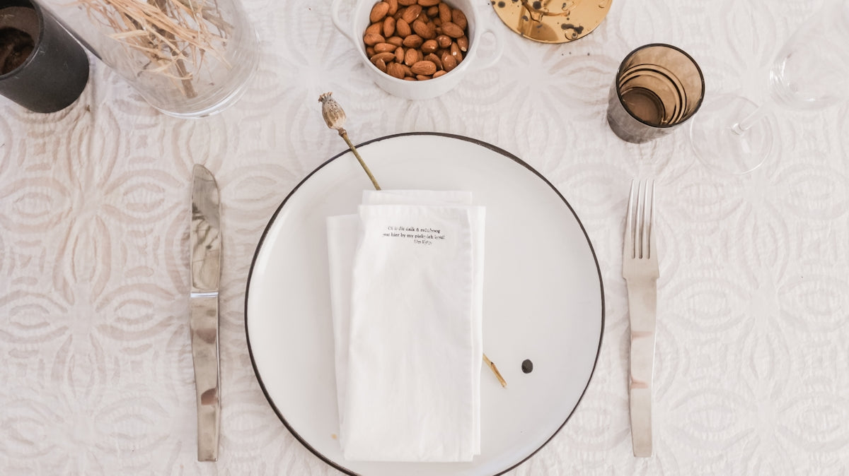 aerial photography of plate on table