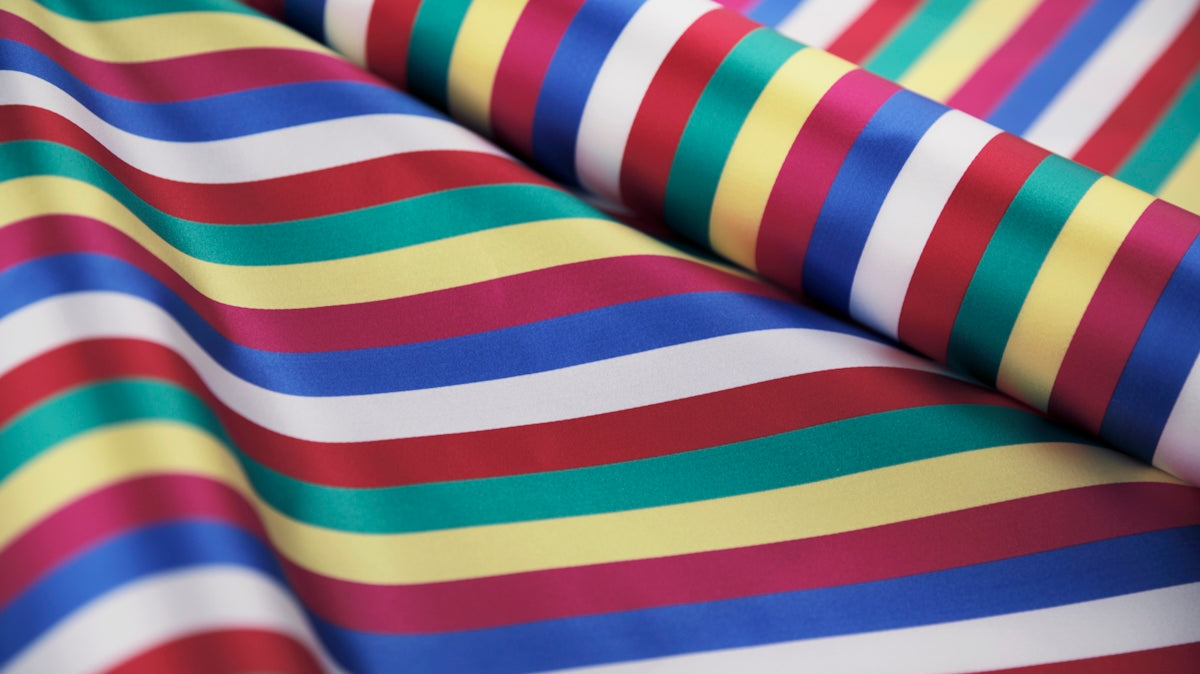 a group of colorful striped fabric