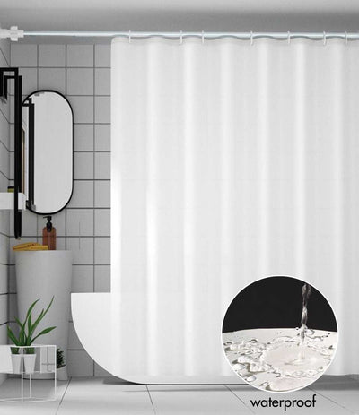 Violet Linen Fabric Shower Curtain Liner — Waterproof, Ivory or White