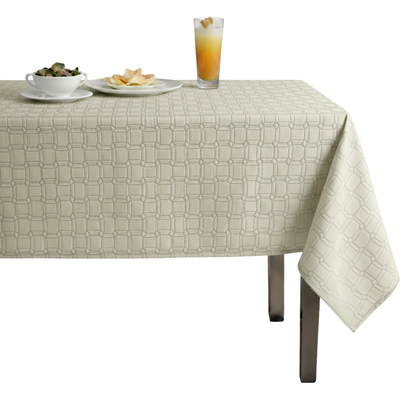 Square Jacquard Quilted Look Tablecloth – Champagne