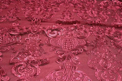 Ainsley Sequin Fabric – Burgundy