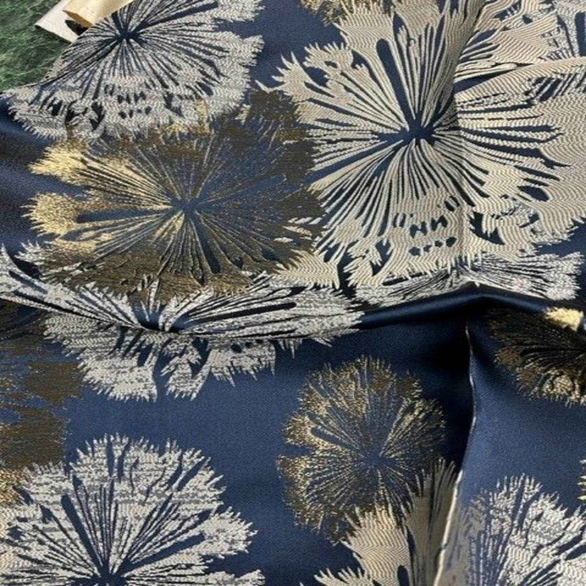 Navy Allium Jacquard Fabric by the Yard - 115 Inch Wide