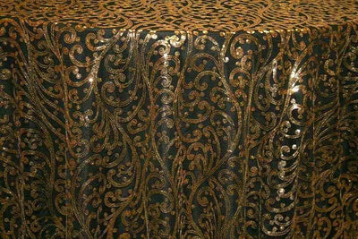 Andorra Sequin Fabric – Gold Black
