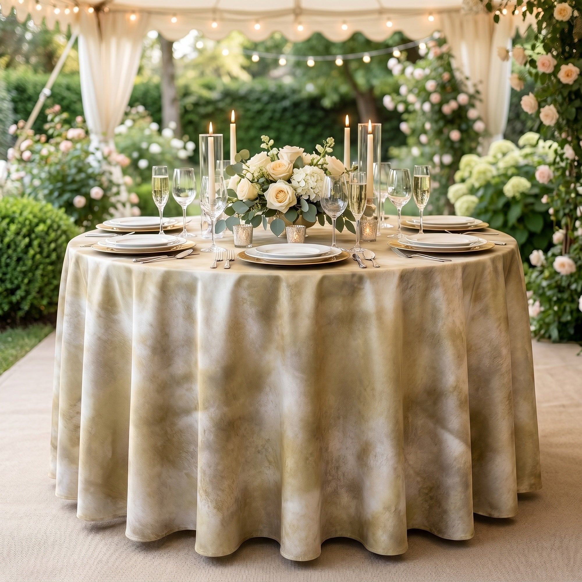 Aquarium Brown Tablecloth — styled table