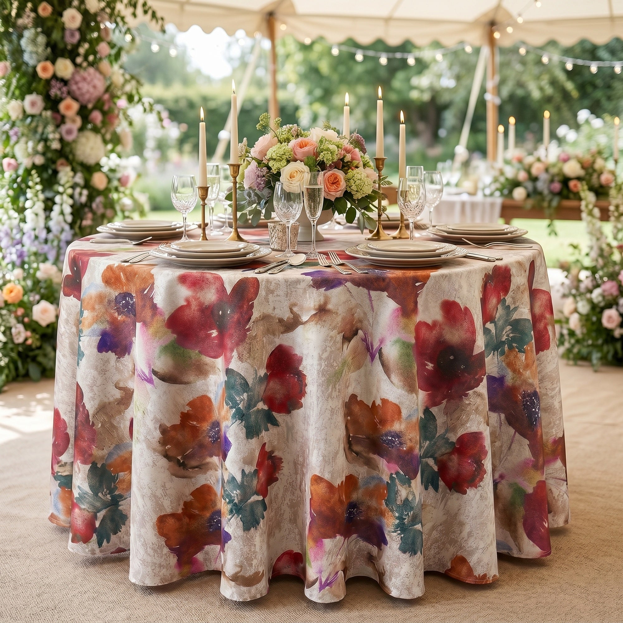 Aster Mauve Tablecloth — styled table