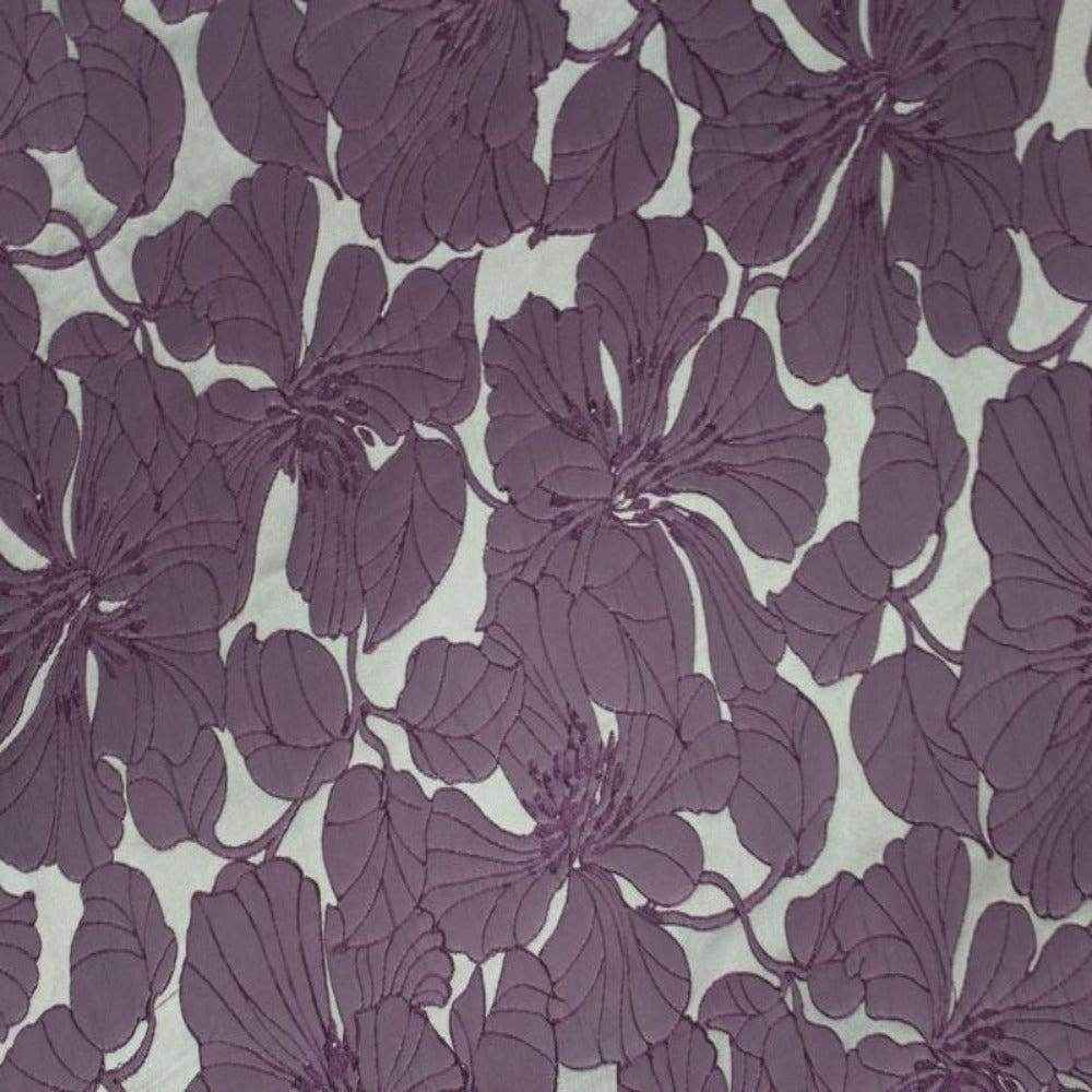 Purple Cambridge Floral Jacquard Fabric by the Yard - 55 Inch Wide