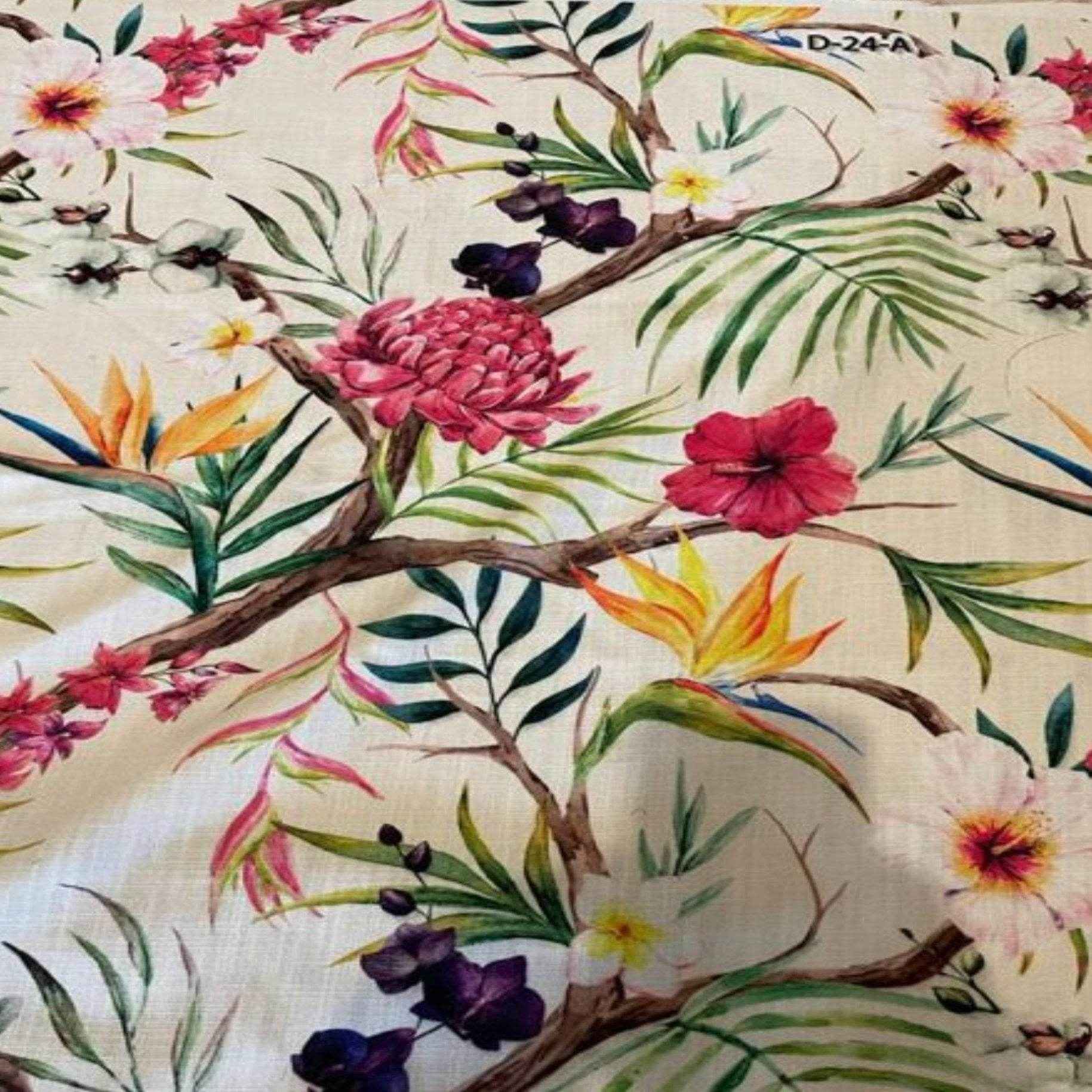 Red CARNATION - Digital Print Fabric - Cotton Hand - 58 Inch. in Width Fabric by the Yard - 58 Inch Wide
