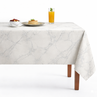 Calcutta Metallic Jacquard Tablecloth – Ivory/Silver