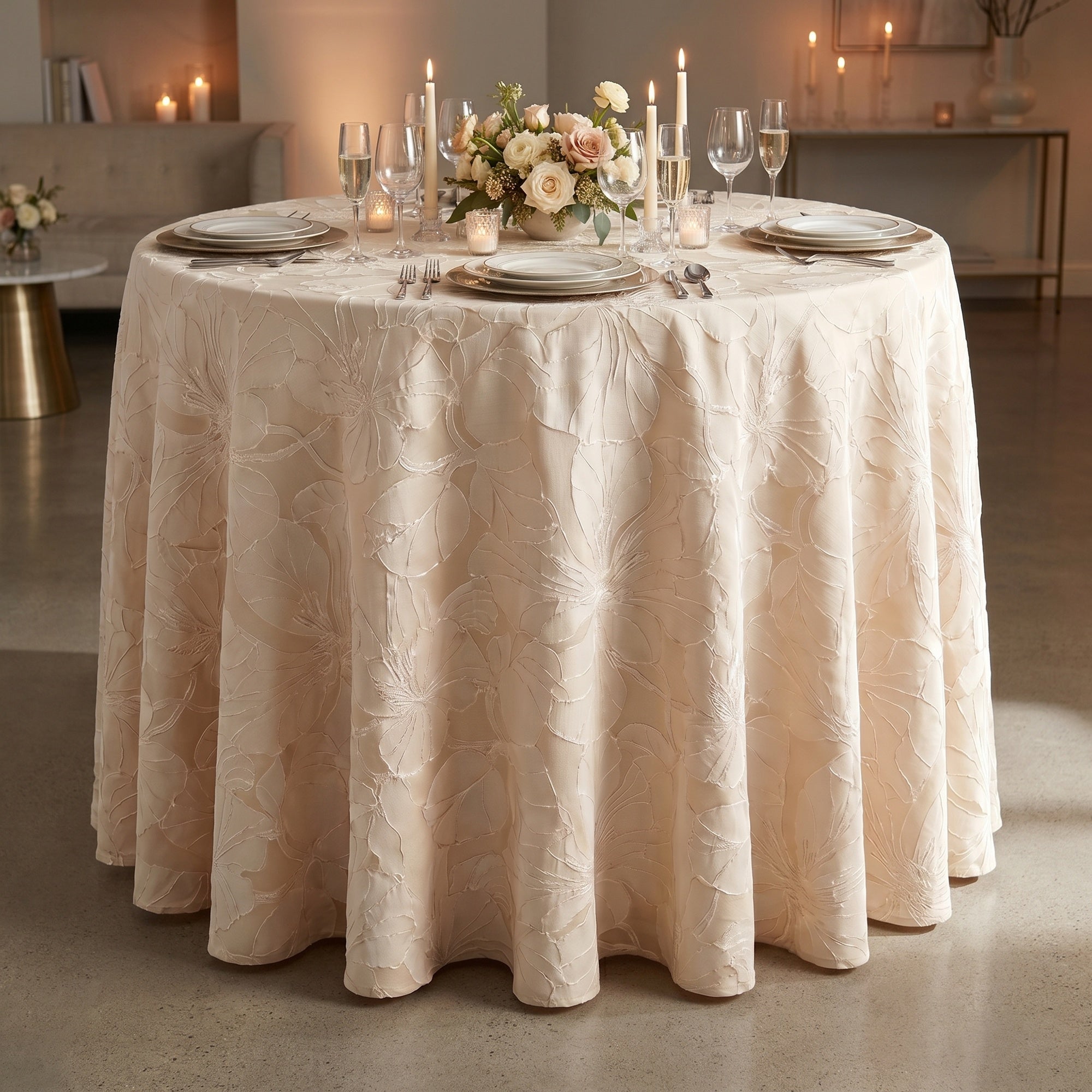 Cambridge Beige Tablecloth — styled table