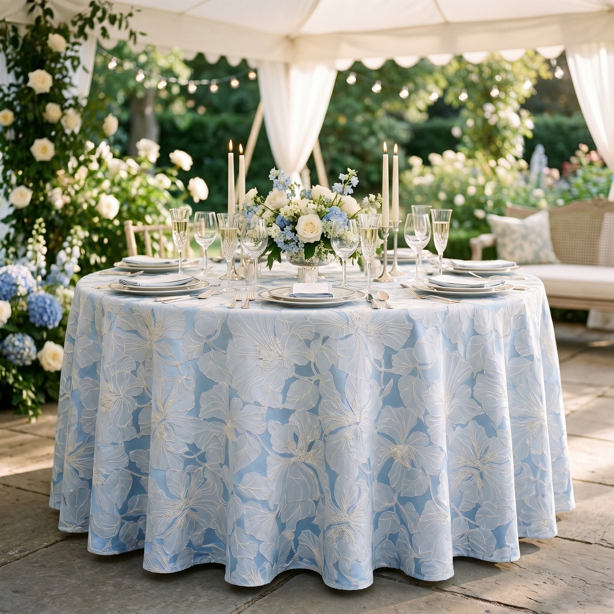 Cambridge Blue Tablecloth — styled table