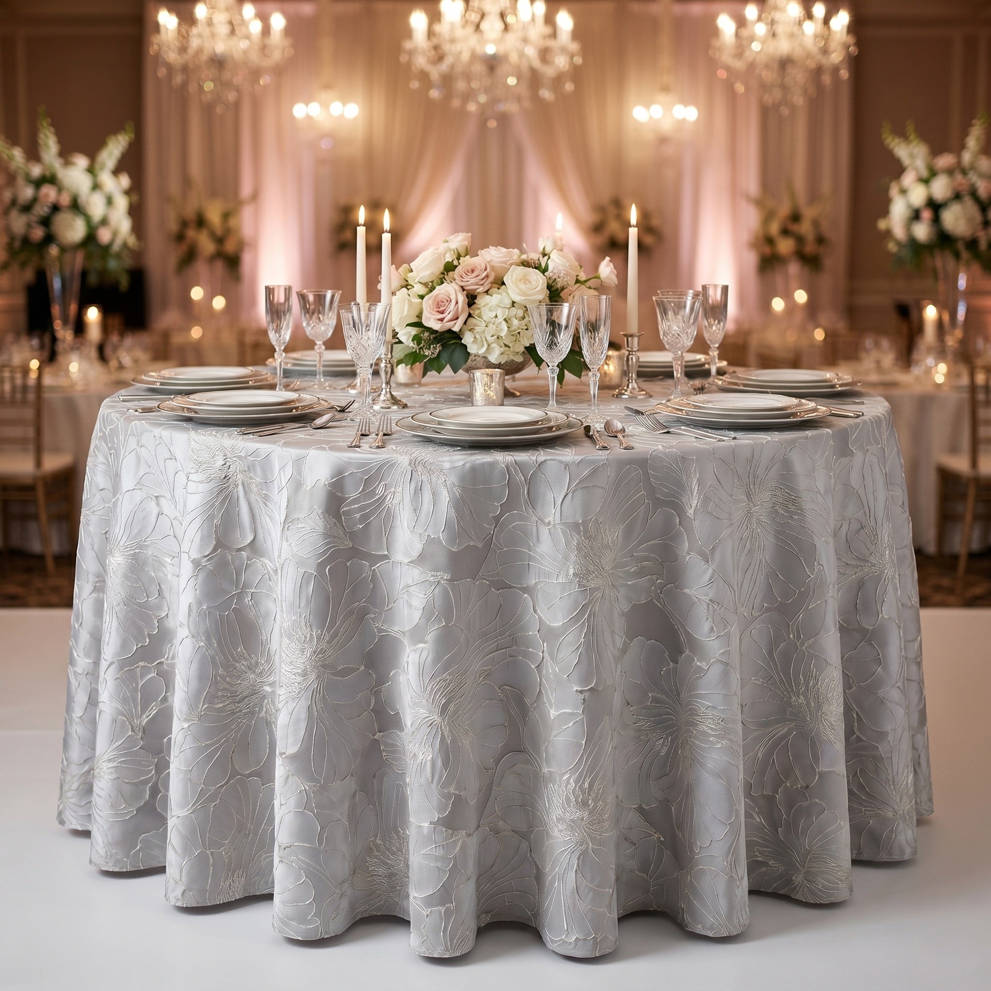 Cambridge Silver Tablecloth — styled table