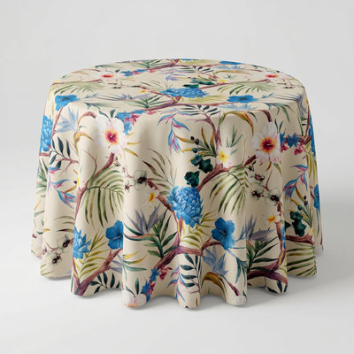 Carnation Floral Print Tablecloth – Blue