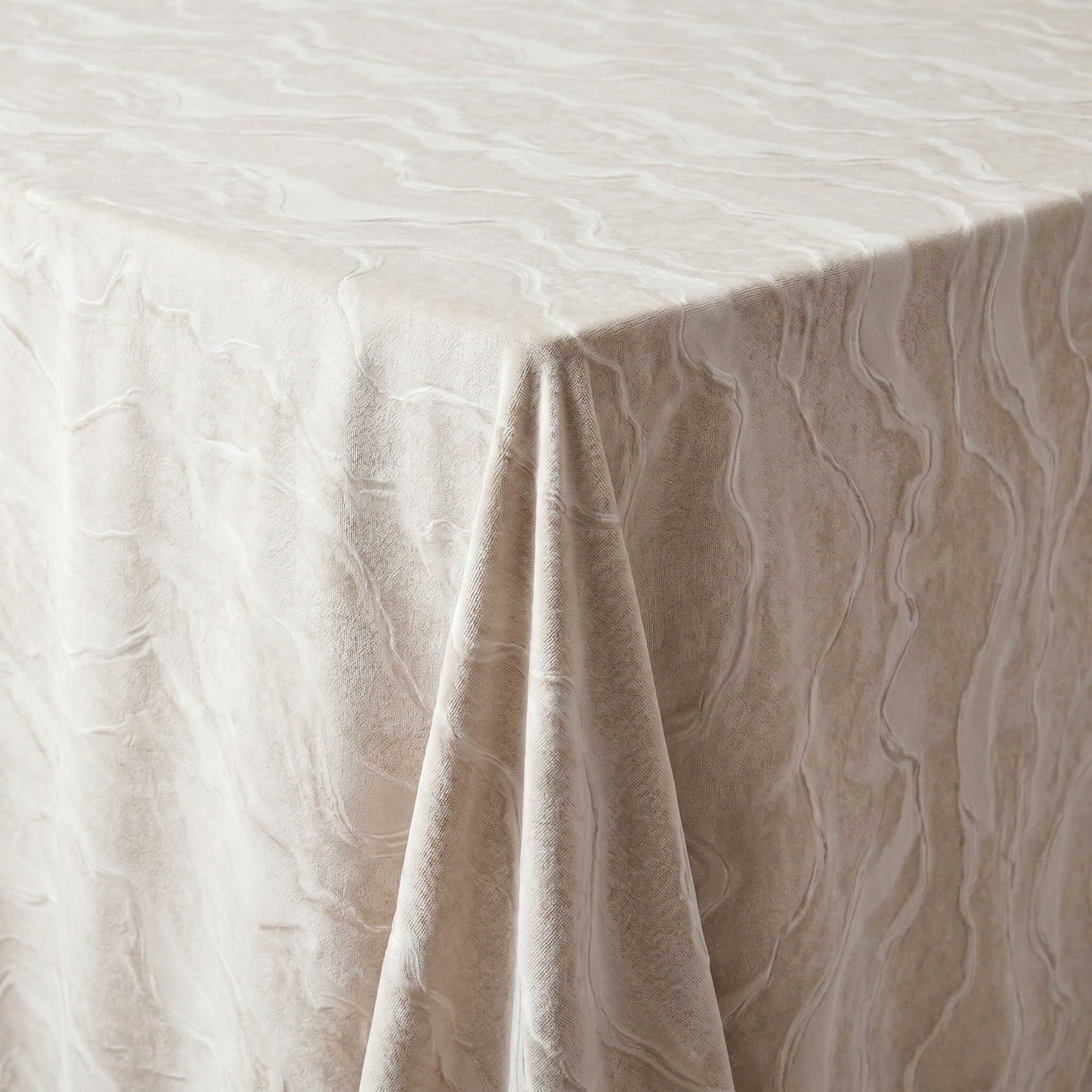 Celeste Taupe Tablecloth — fabric detail