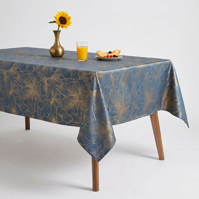 Delhi Metallic Flower Jacquard Tablecloth – Blue
