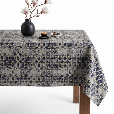 Denver Jacquard Tablecloth – Gold/Navy