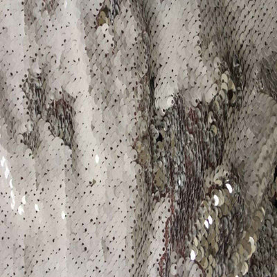 Color Changing Sensory Wall Reversible Sequin Fabric – White/Silver