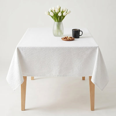 Flax Jacquards Tablecloth – White