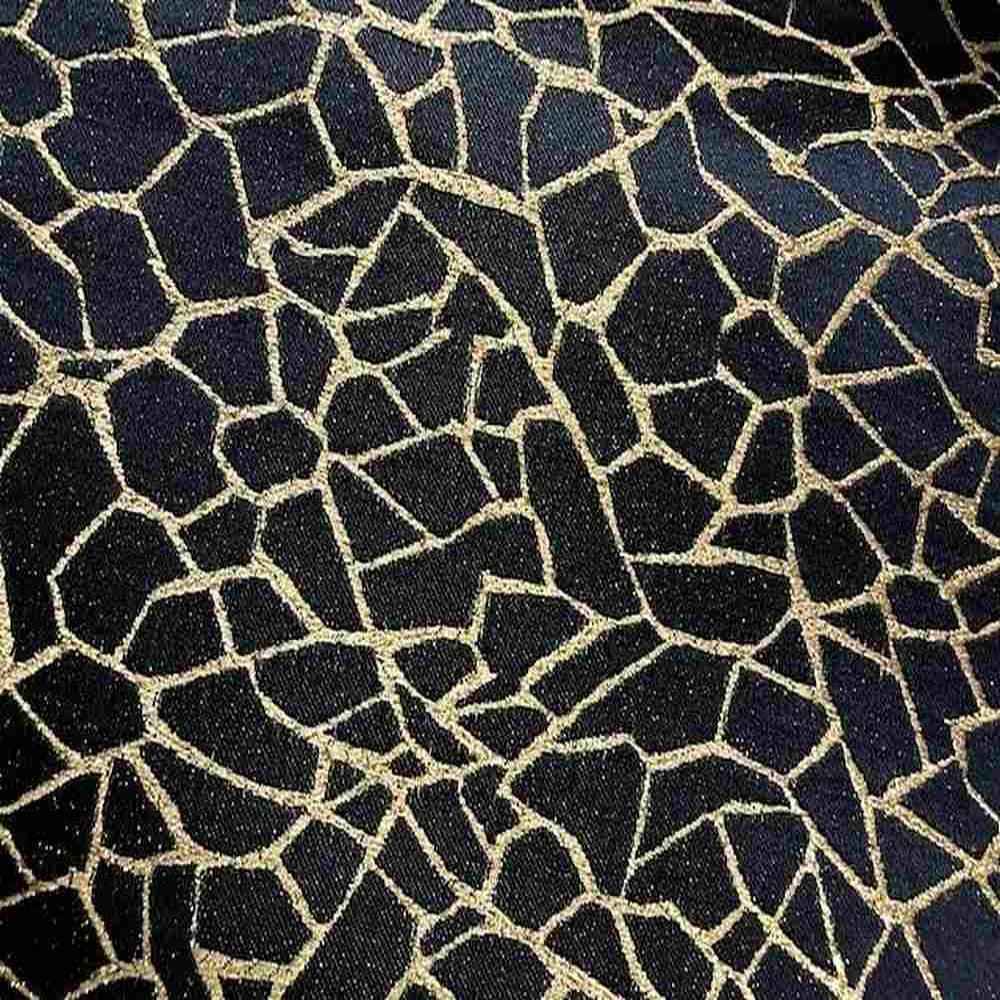 Navy/Gold Gravel Metallic Jacquard Embroidery Fabric by the Yard - 58 Inch Wide