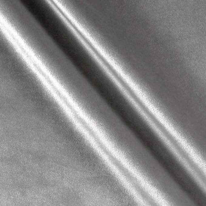 Grey Shiny Velvet Fabric by the Yard - 72 Inch Wide