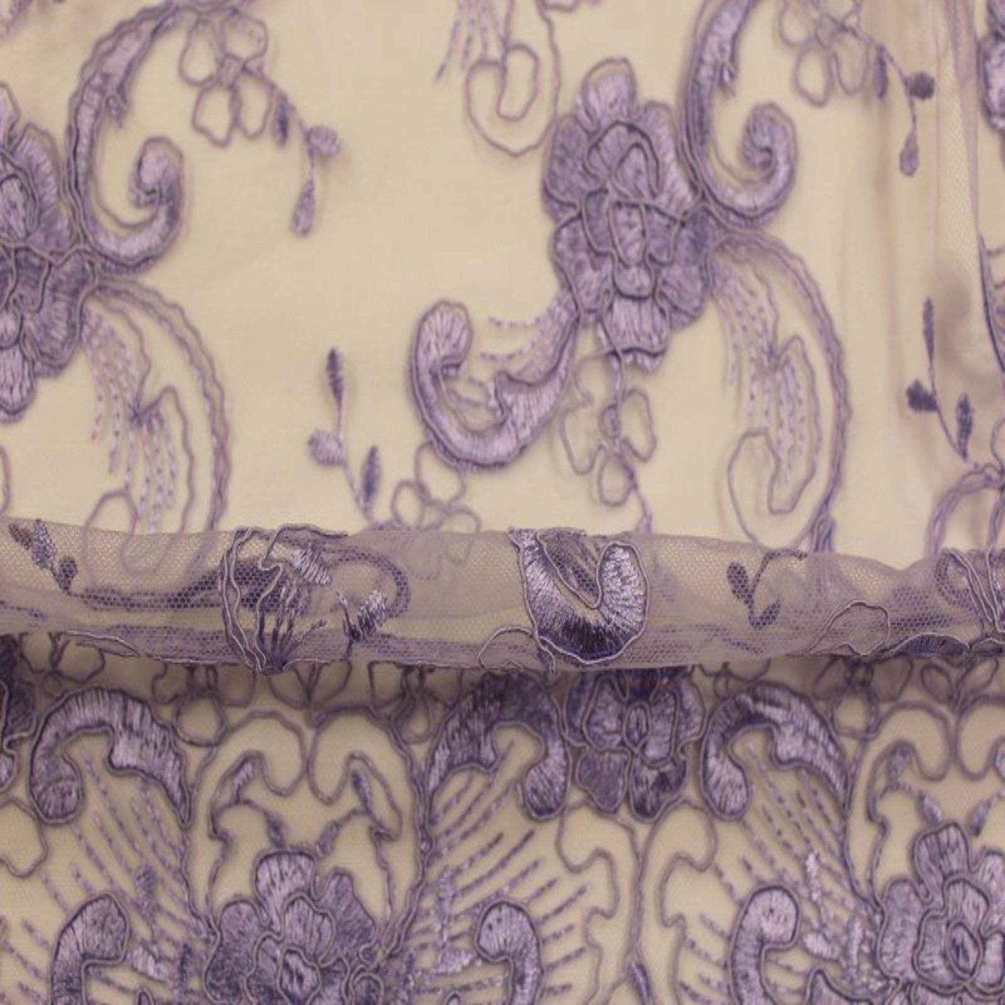 Lilac HILTON Embroidered Mesh Fabric. Lace Netting Material 54 Inch in Width Fabric by the Yard - 54 Inch Wide