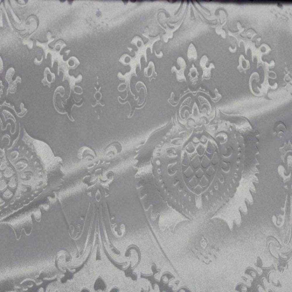 White Brocade Damask Velvet Fabric by the Yard - 58 Inch Wide