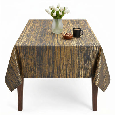 Inline Metallic Jacquard Tablecloth – Black/Gold