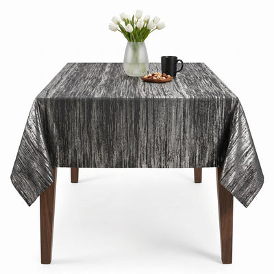Inline Metallic Jacquard Tablecloth – Charcoal