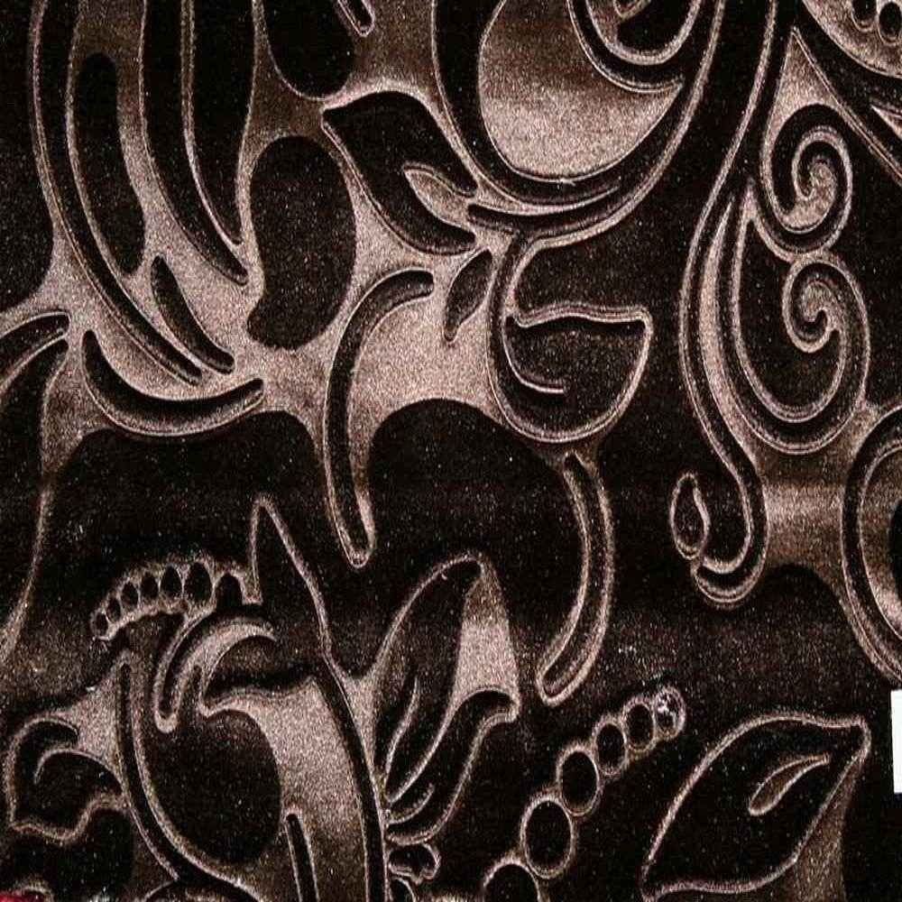 Chocolate Brocade Scroll Velvet Fabric by the Yard - 58 Inch Wide