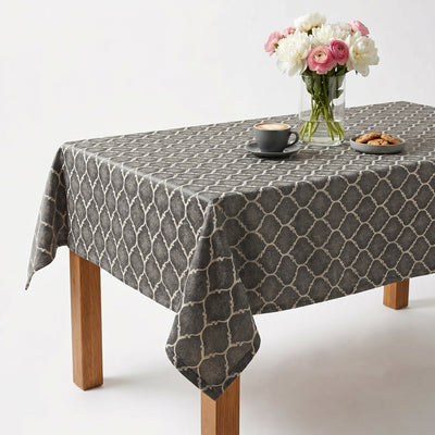Ladino Ogee Jacquard Tablecloth – Grey