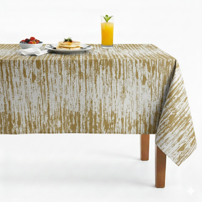 Lanora Distressed Vertical Strié Jacquard Tablecloth – Gold