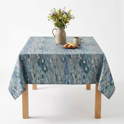 LYNN Metallic Jacquard Print Tablecloth – Aqua