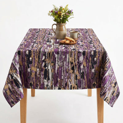 LYNN Metallic Jacquard Print Tablecloth – Plum