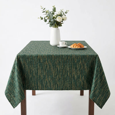 Noble Textured Jacquard Tablecloth – Pine Green