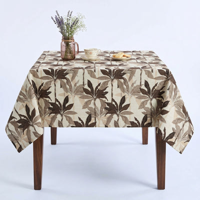 Palms Tree Print Jacquard Tablecloth – Natural