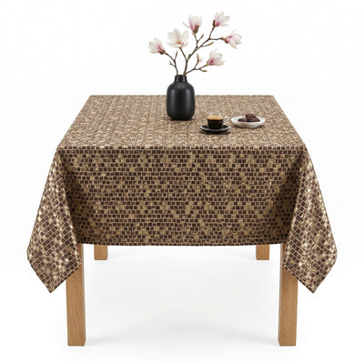 Patio Metallic Jacquard Tablecloth – Brick