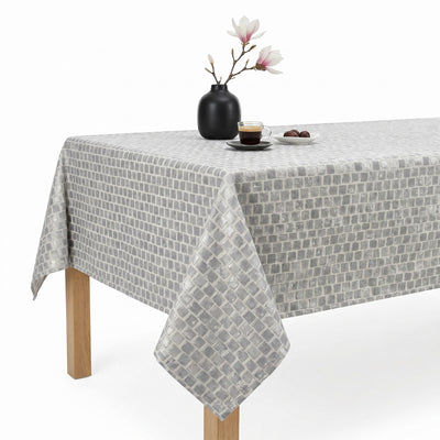Patio Metallic Jacquard Tablecloth – Silver