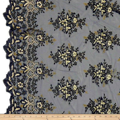 Rowley Sequin Fabric – Navy/Gold