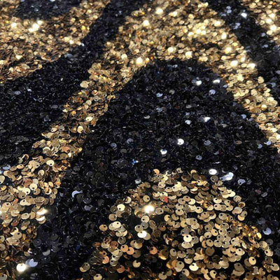 Selectra Waves Velvet Sequin Fabric – Black/Gold