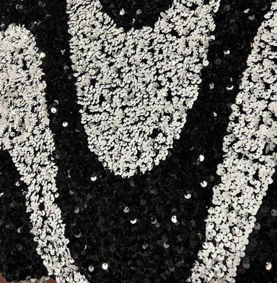 Selectra Waves Velvet Sequin Fabric – Black/White