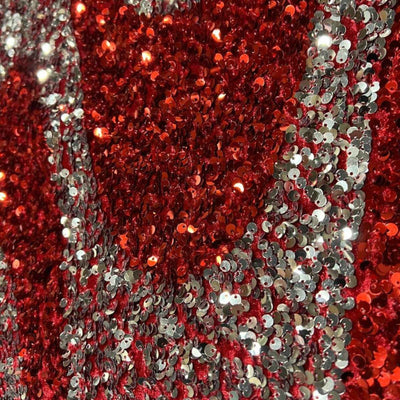 Selectra Waves Velvet Sequin Fabric – Red/Silver