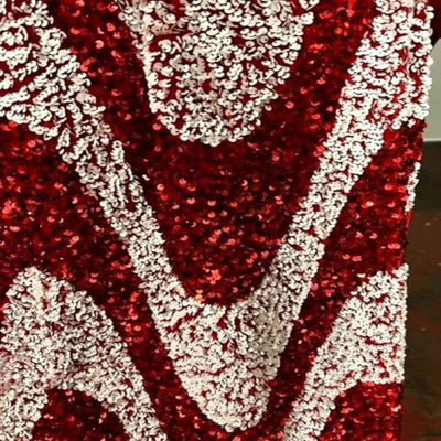 Selectra Waves Velvet Sequin Fabric – Red/White