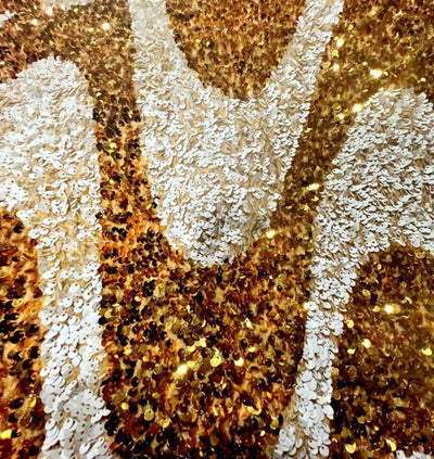 Selectra Waves Velvet Sequin Fabric – Sunburst/White