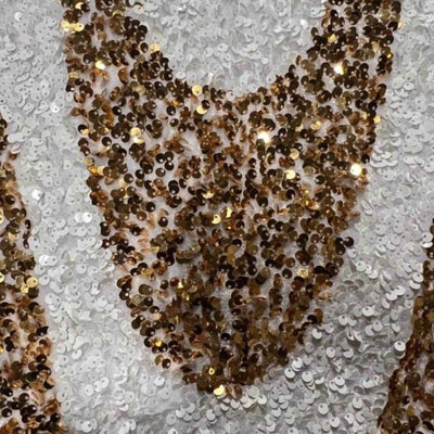 Selectra Waves Velvet Sequin Fabric – White/Gold