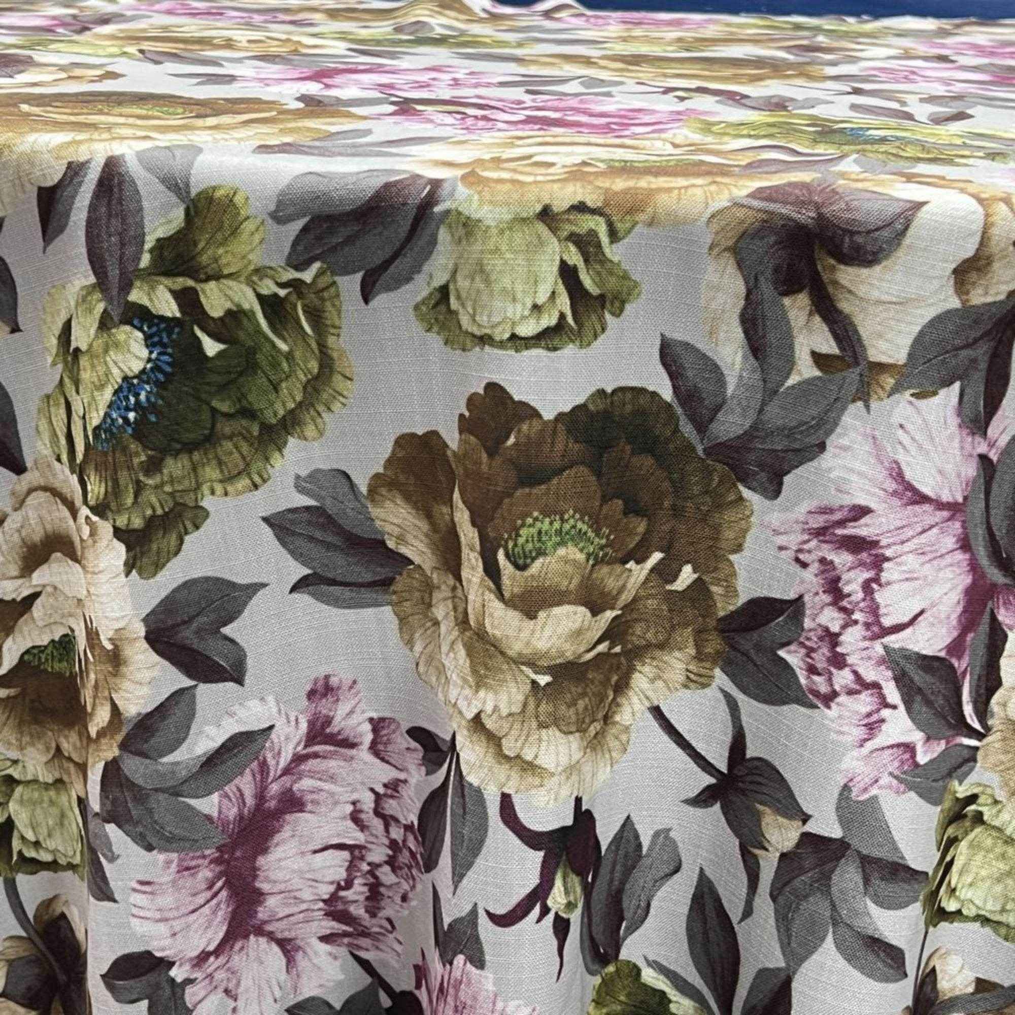 Purple/Green SPRING GARDEN Floral Digital Print Fabric - Cotton Hand - 58 Inch. in Width Fabric by the Yard - 58 Inch Wide