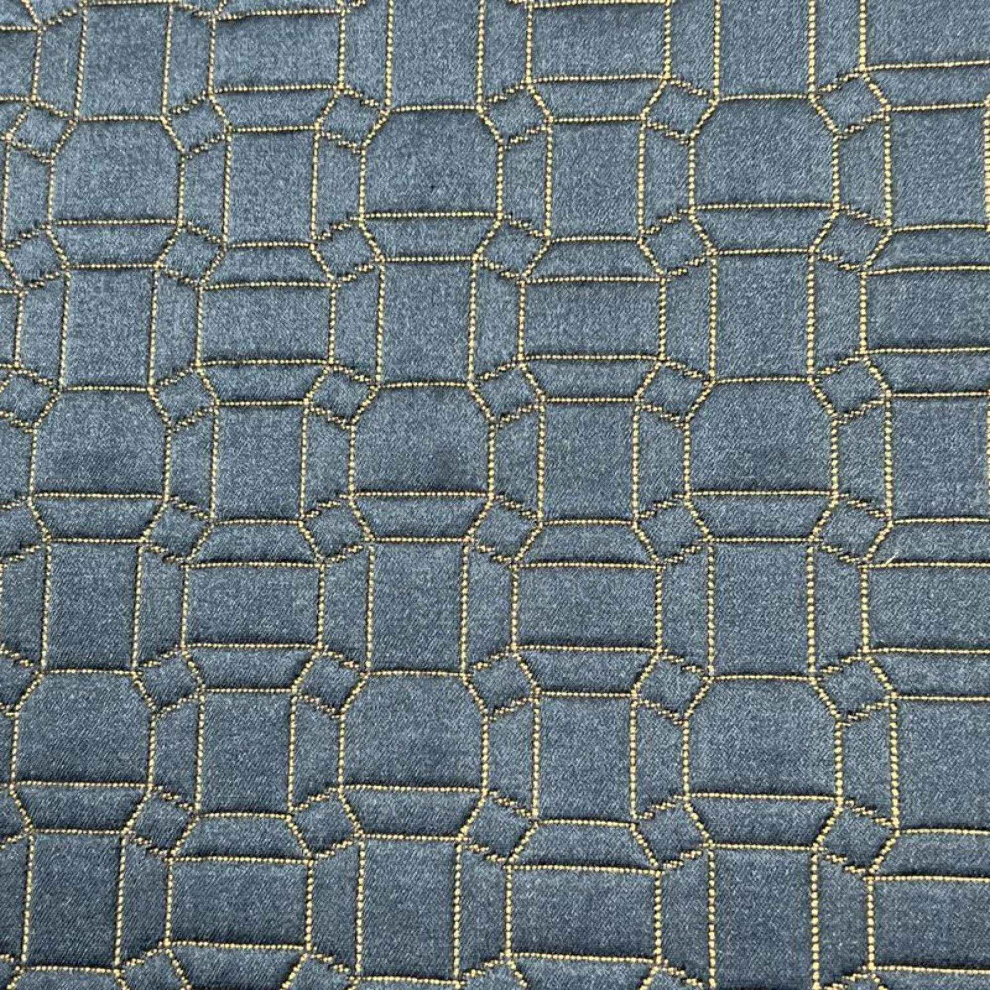 Navy Square Jacquard Fabric by the Yard - 115 Inch Wide