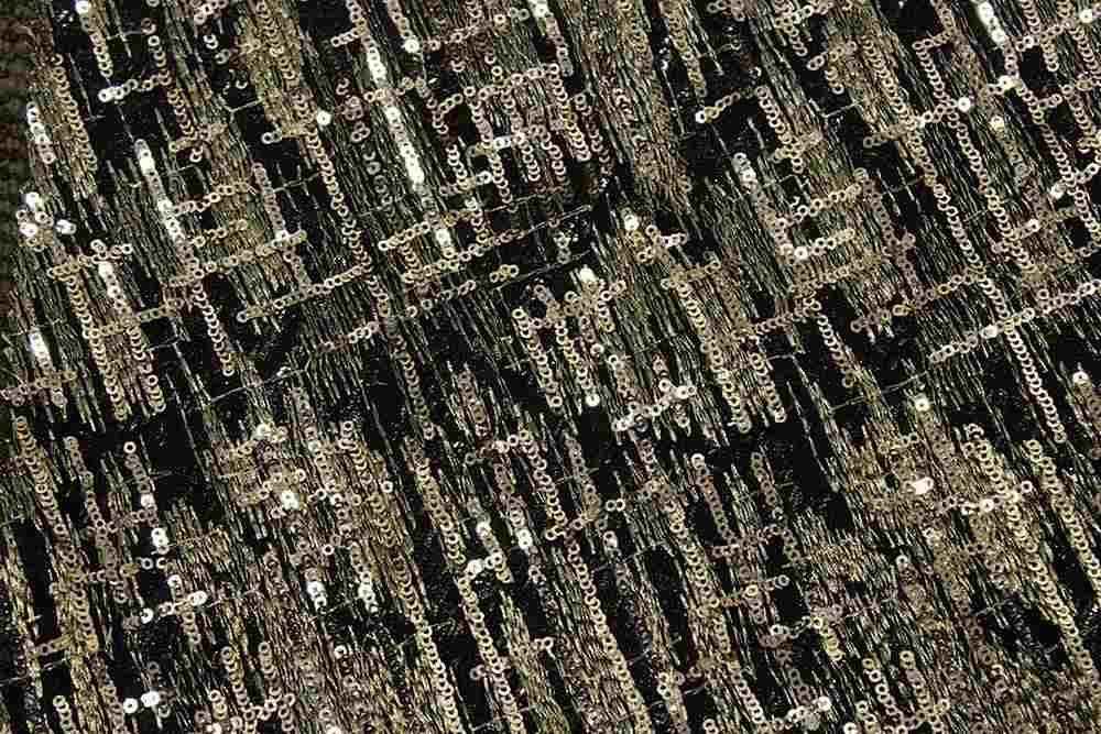 black-gold STANLEY Mesh Sequin Fabric by the Yard - 52 Inch Wide
