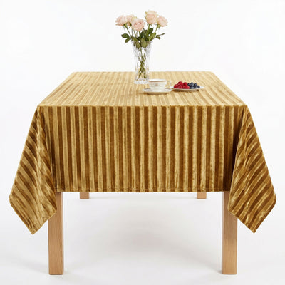 Shadow Stripe Crushed Tablecloth – Gold