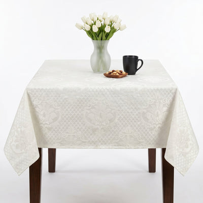 Times Jacquard Tablecloth – White