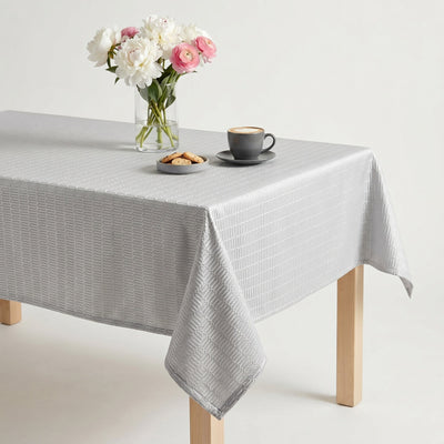 Track Jacquard Quilted Look Tablecloth – White