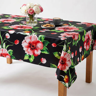 Tropical Printed Tablecloth – Rose/black